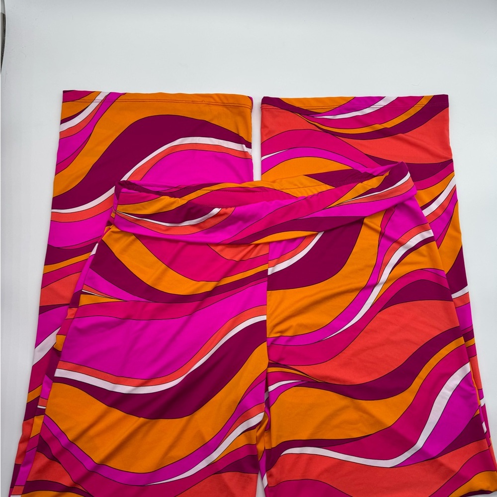 Trina Turk Vivid Vista Pink and Orange Wide Leg Cover up Pants, Size XL - Picture 4 of 12